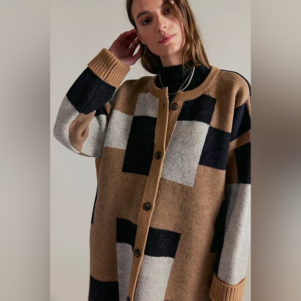 NWT Free People Check Me Out Long Cardigan Jacket - Picture 2 of 5